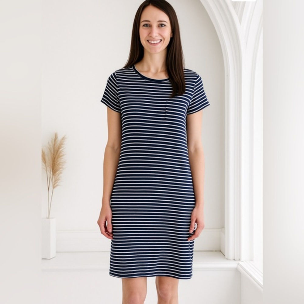 GAP Navy and White Striped T-shirt dress